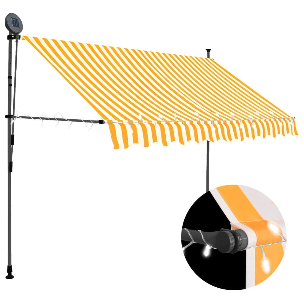 Luifel handmatig uitschuifbaar met LED 300 cm wit en oranje is nu te koop bij PeponiXL, paradijselijk wonen!