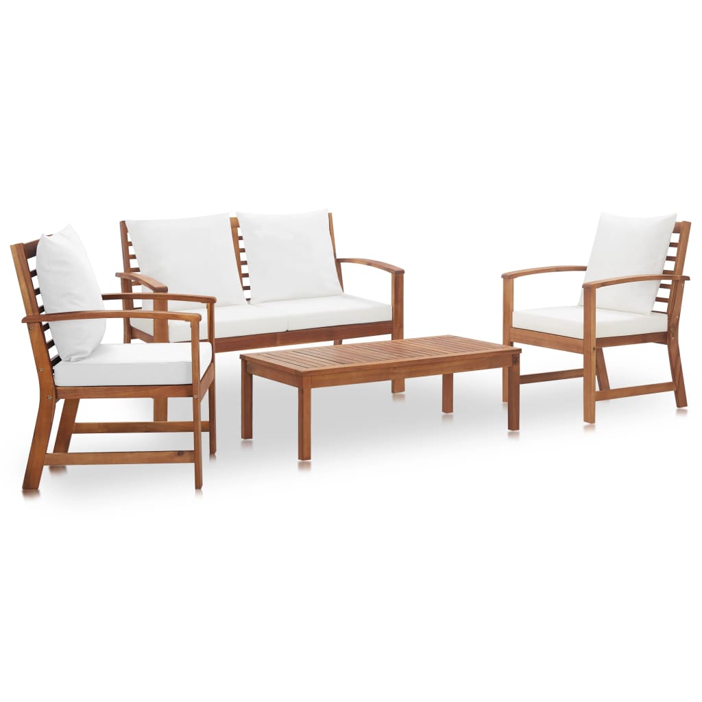4-delige Loungeset met kussens massief acaciahout is nu te koop bij PeponiXL, paradijselijk wonen!