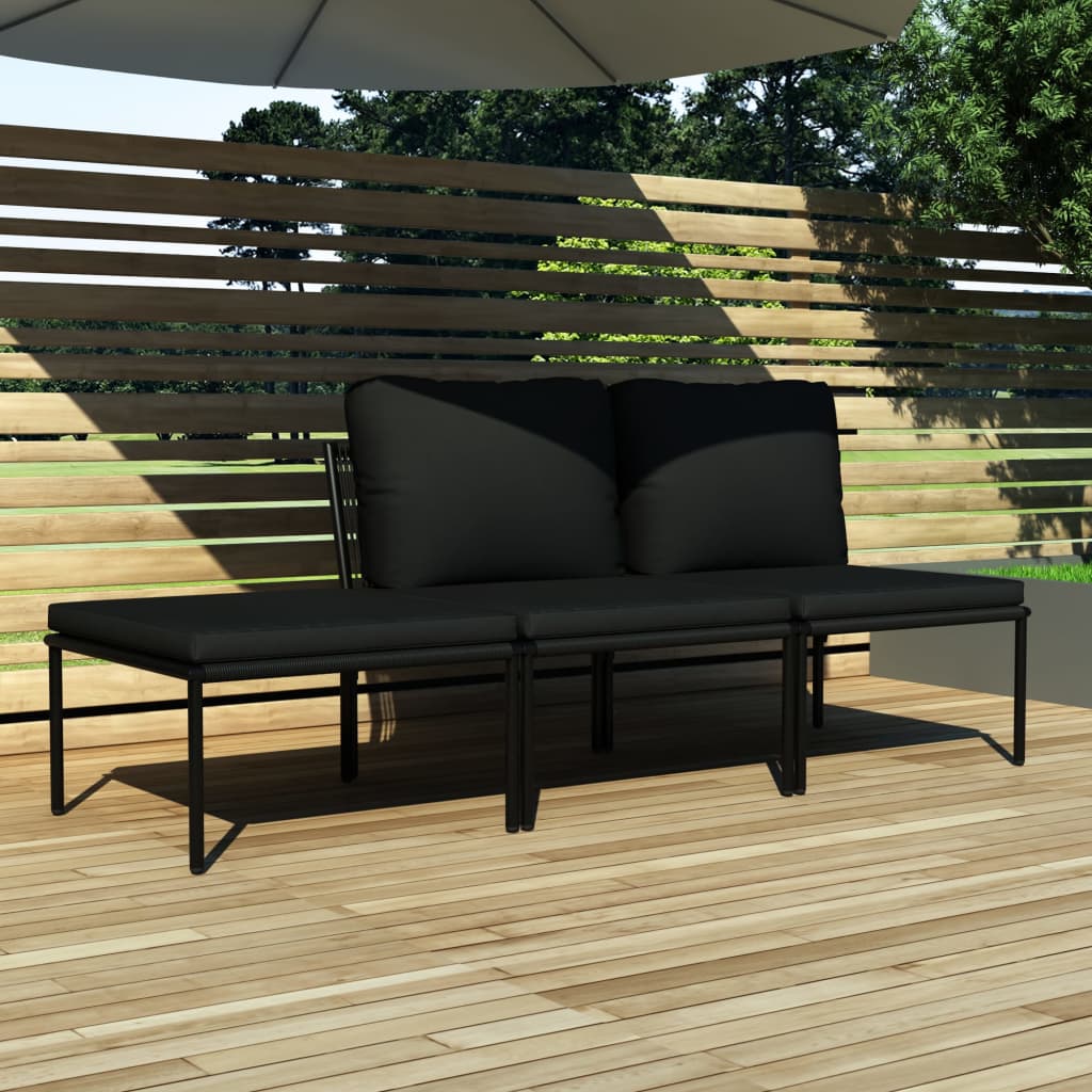 3-delige Loungeset met kussens PVC zwart is nu te koop bij PeponiXL, paradijselijk wonen!