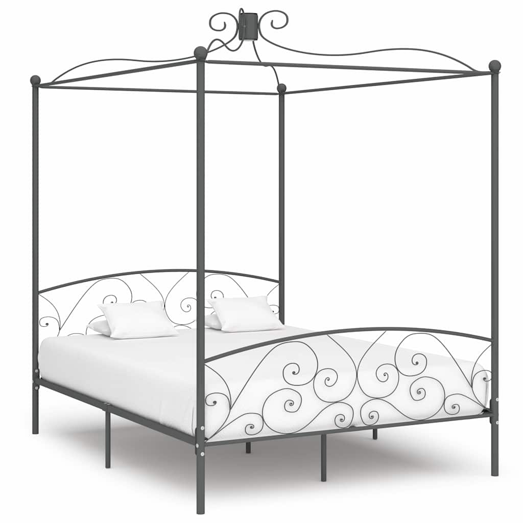 Hemelbedframe metaal grijs 160x200 cm is nu te koop bij PeponiXL, paradijselijk wonen!