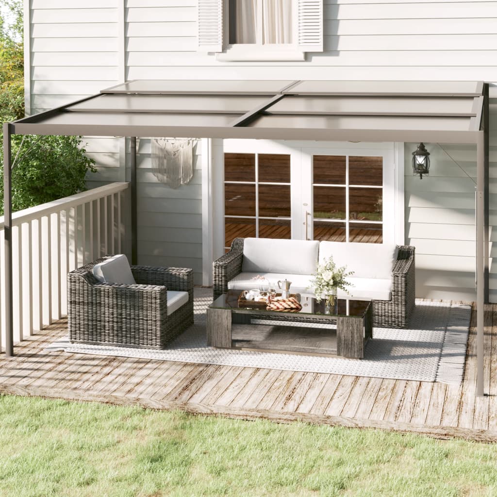 Prieel met dak 4x3x2,5 m aluminium en staal antracietkleurig is nu te koop bij PeponiXL, paradijselijk wonen!