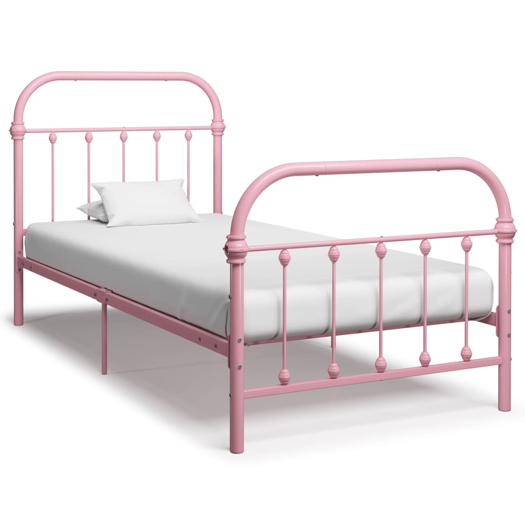 Bedframe metaal roze 100x200 cm is nu te koop bij PeponiXL, paradijselijk wonen!