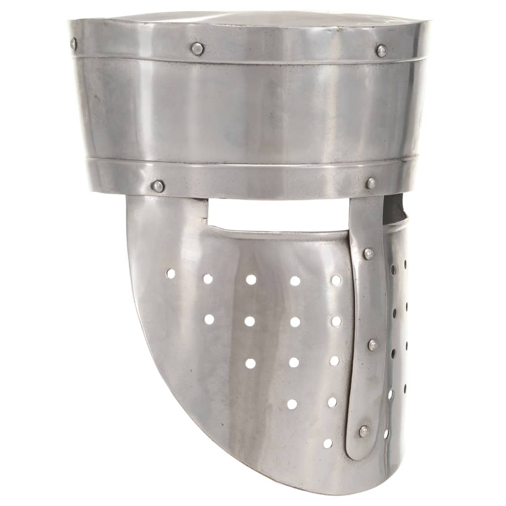 Ridderhelm middeleeuws replica LARP staal zilverkleurig is nu te koop bij PeponiXL, paradijselijk wonen!