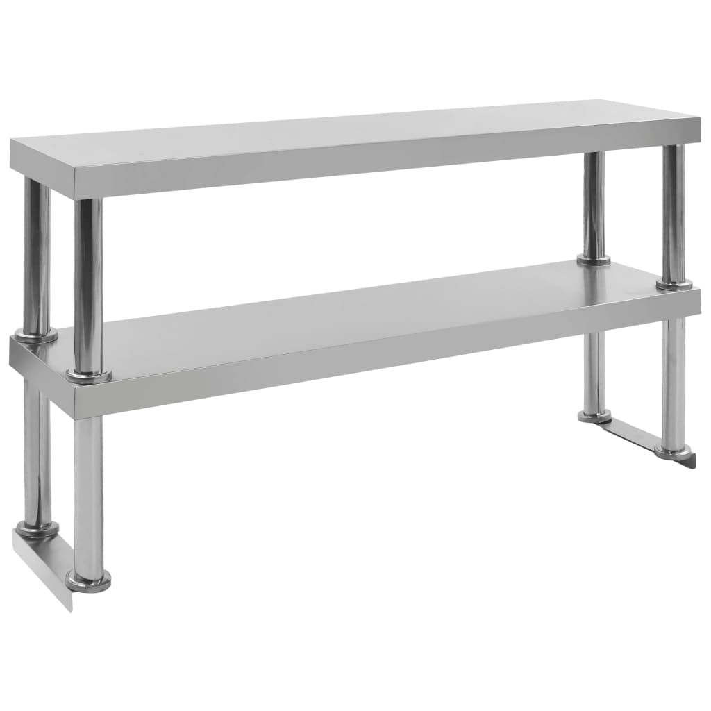 Verhoging voor werktafel 2-laags 120x30x65 cm roestvrij staal is nu te koop bij PeponiXL, paradijselijk wonen!