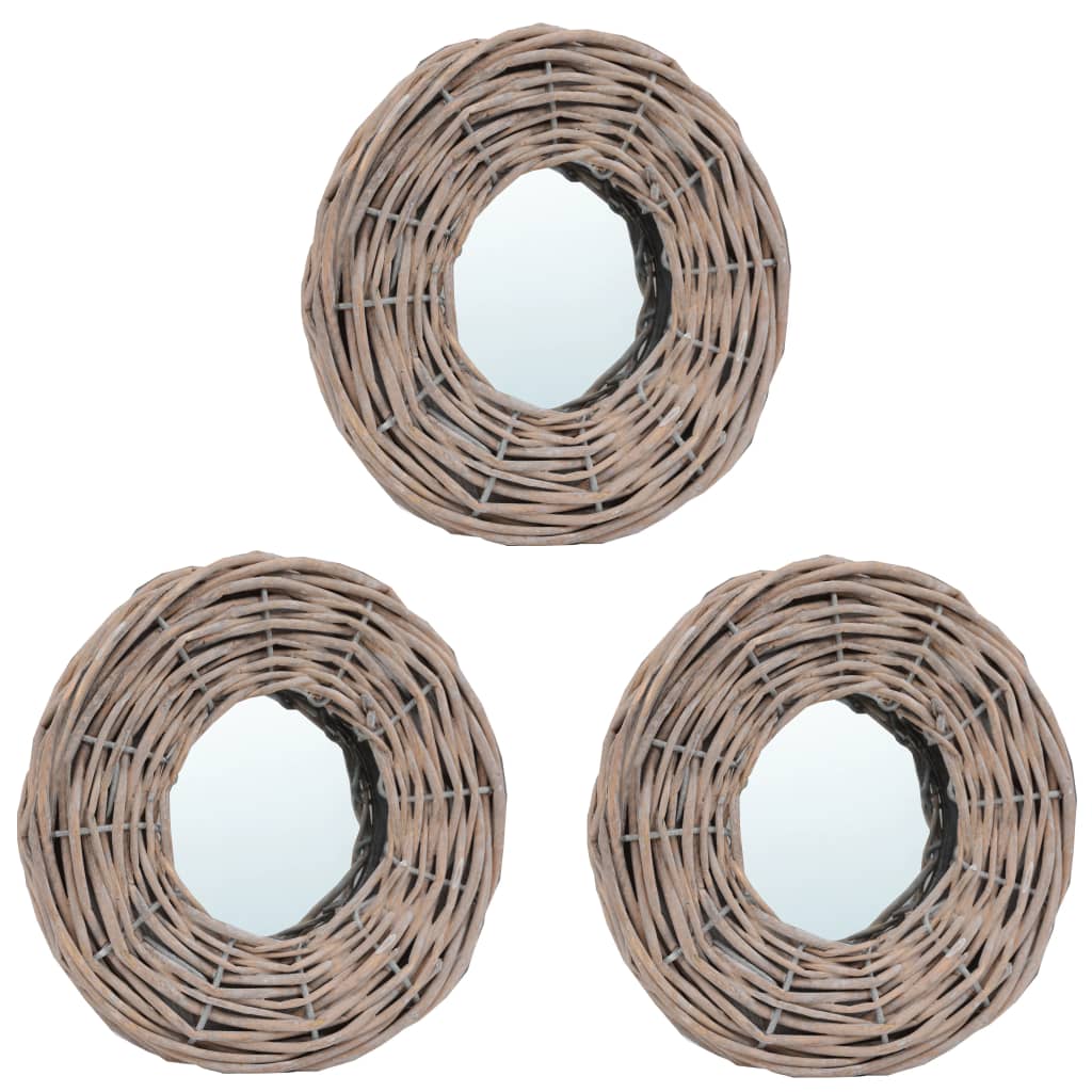 Spiegels 3 st 15 cm wicker is nu te koop bij PeponiXL, paradijselijk wonen!