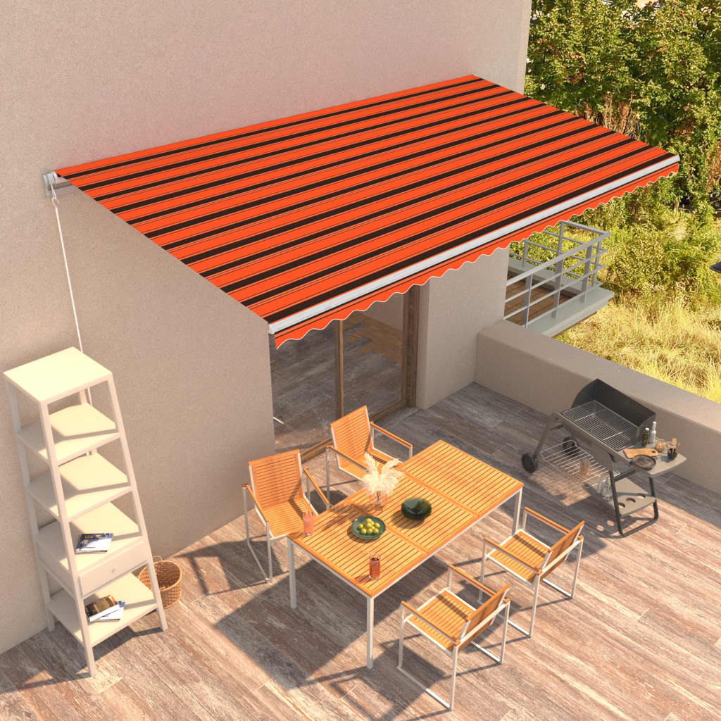 Luifel handmatig uittrekbaar 600x300 cm oranje en bruin is nu te koop bij PeponiXL, paradijselijk wonen!