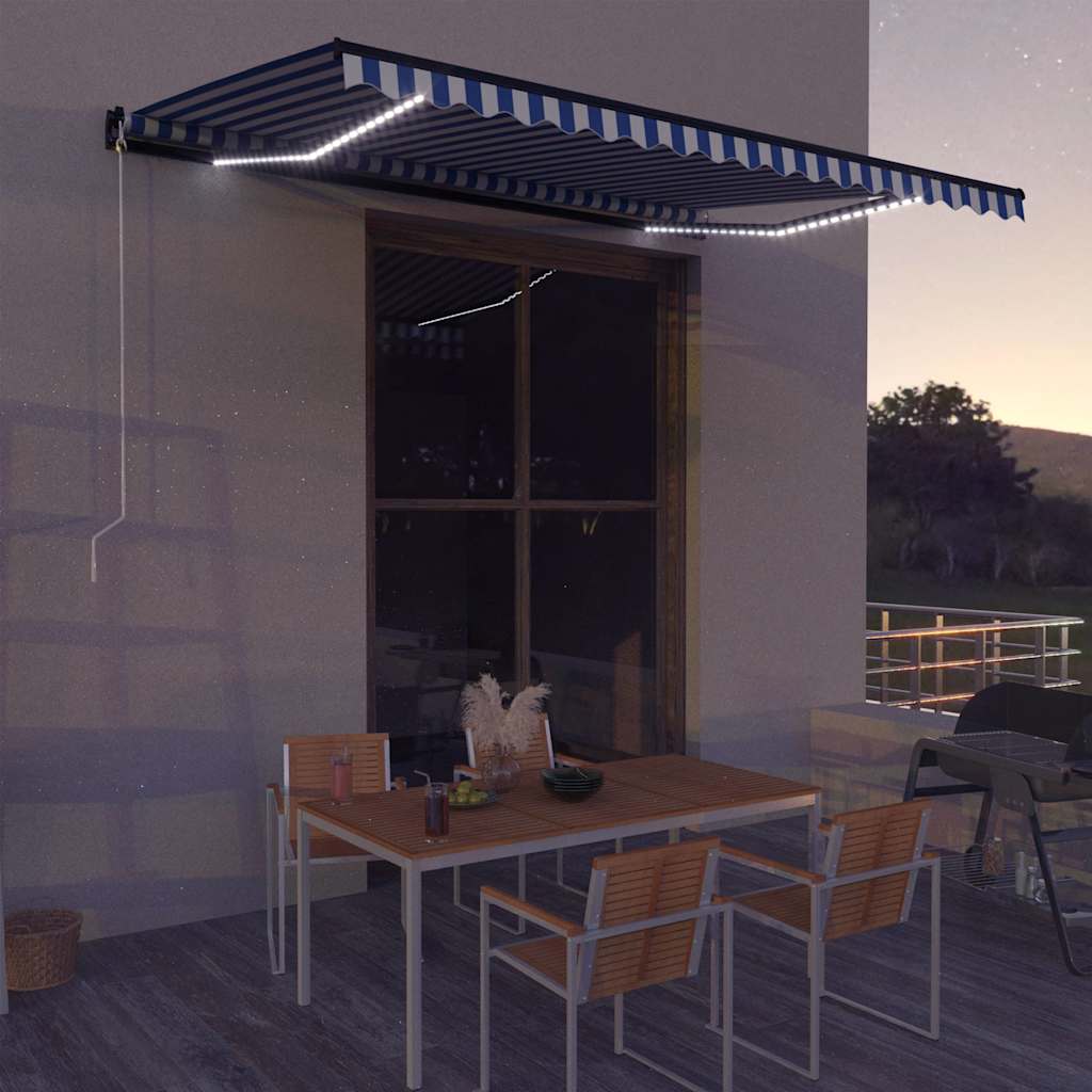 Handmatig knikarmscherm met solar LED 4,5 x 3 m is nu te koop bij PeponiXL, paradijselijk wonen!