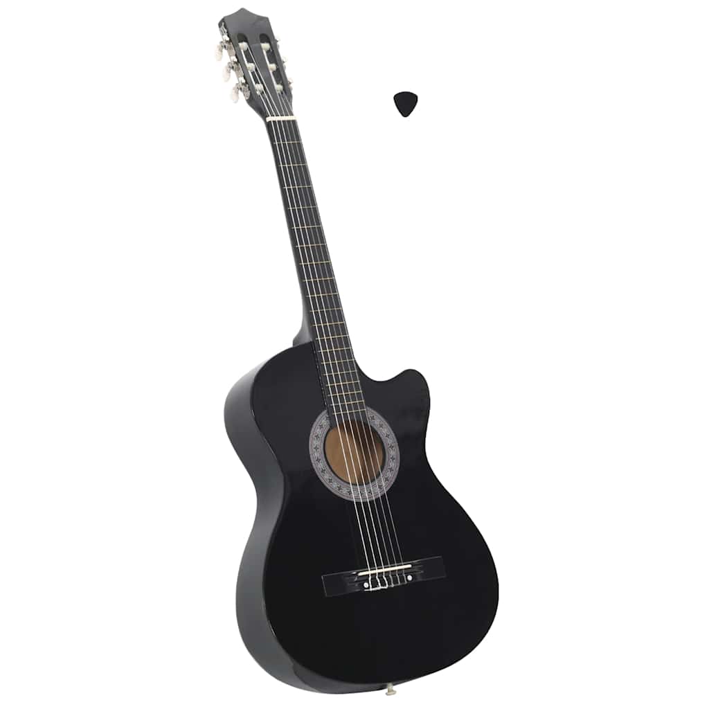Gitaar cutaway met 6 snaren western klassiek 38" zwart is nu te koop bij PeponiXL, paradijselijk wonen!