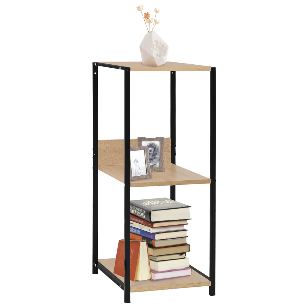 Boekenkast 33,5x39,6x79,7 cm bewerkt hout zwart en eikenkleurig is nu te koop bij PeponiXL, paradijselijk wonen!