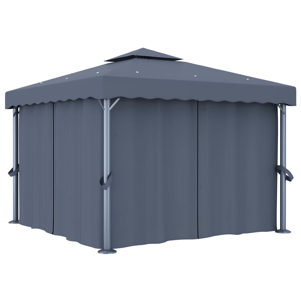 Prieel met gordijn 3x3 m aluminium antraciet is nu te koop bij PeponiXL, paradijselijk wonen!