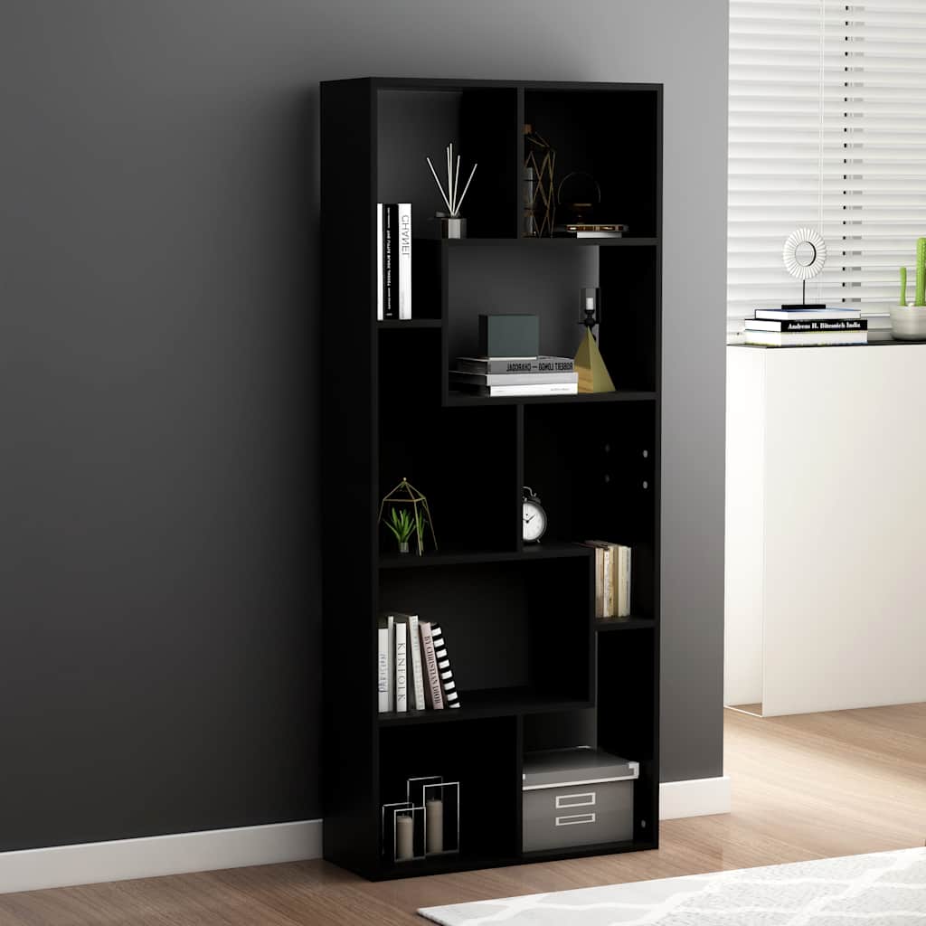 Boekenkast 67x24x161 cm bewerkt hout zwart is nu te koop bij PeponiXL, paradijselijk wonen!