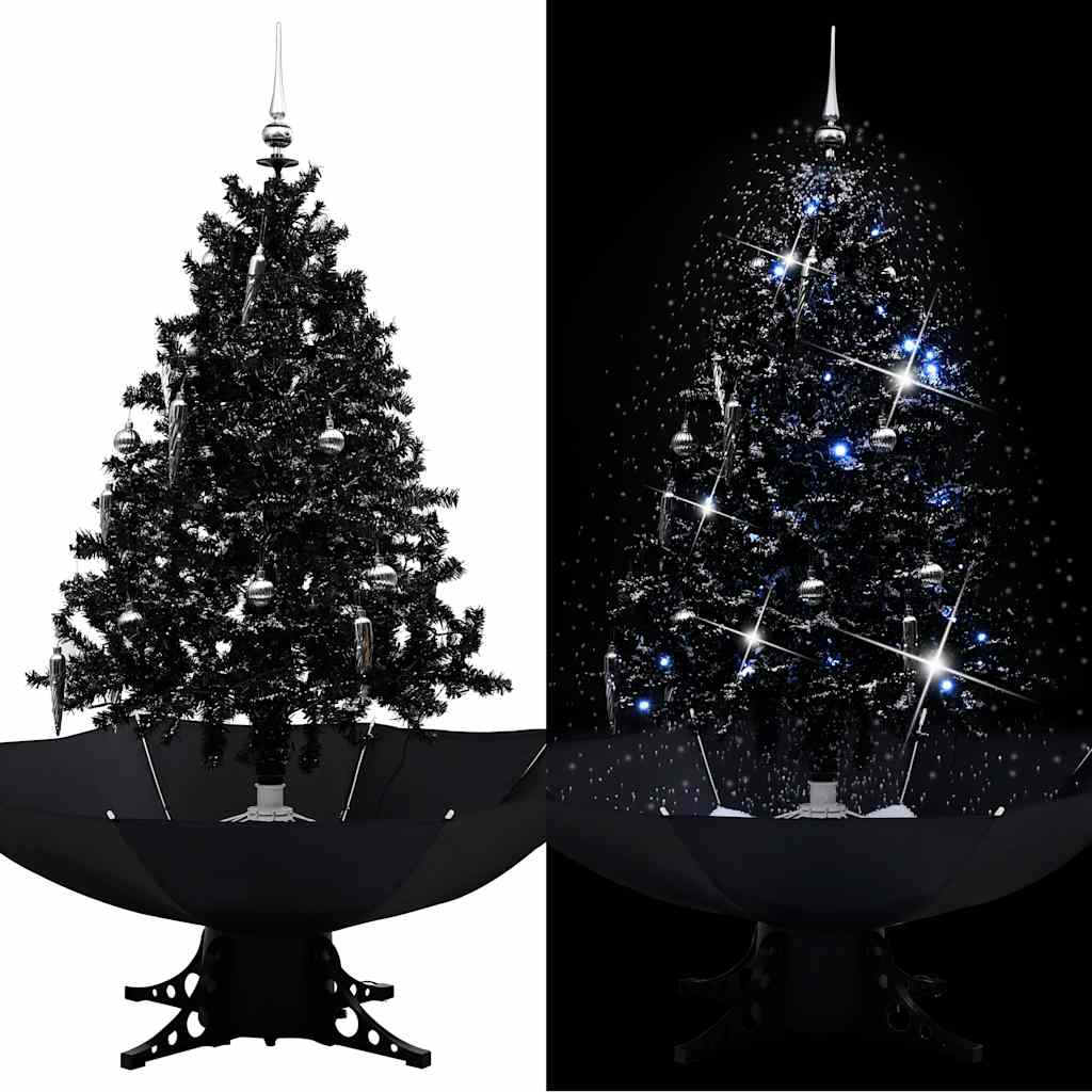 Kerstboom sneeuwend met paraplubasis 140 cm PVC zwart is nu te koop bij PeponiXL, paradijselijk wonen!