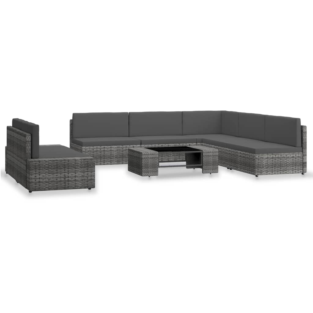7-delige Loungeset poly rattan grijs is nu te koop bij PeponiXL, paradijselijk wonen!