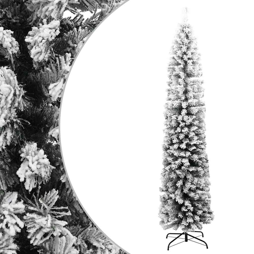 Kunstkerstboom met sneeuw smal 210 cm PVC groen is nu te koop bij PeponiXL, paradijselijk wonen!