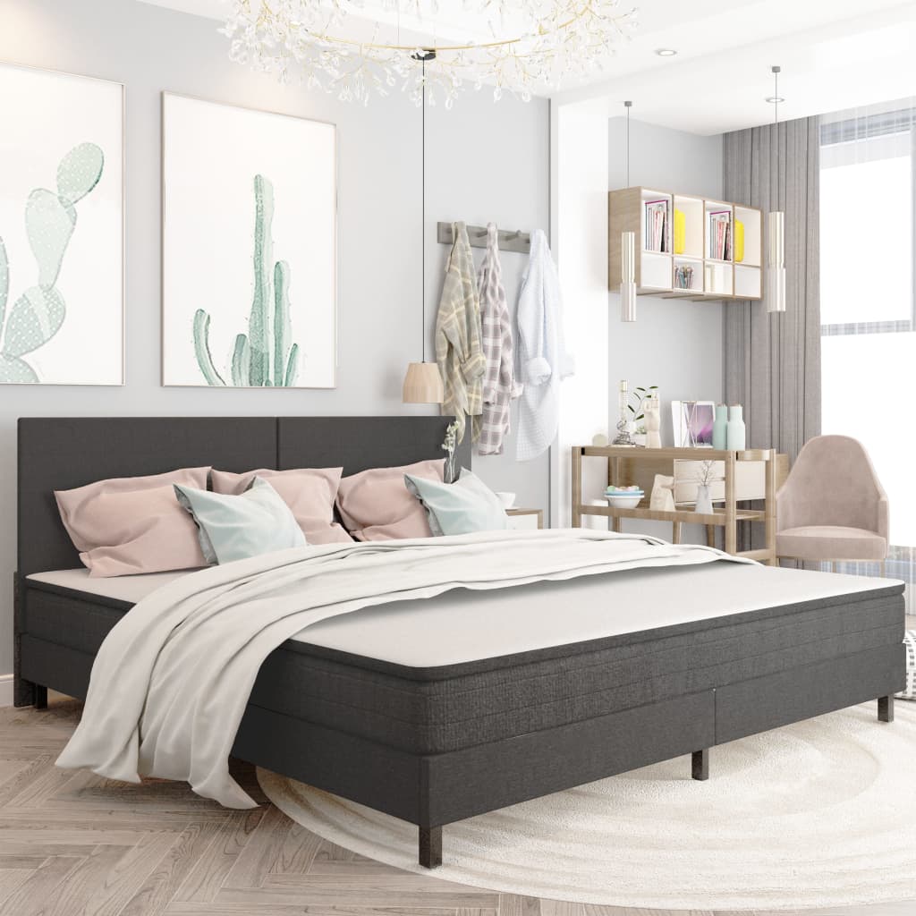 Boxspring stof donkergrijs 200x200 cm is nu te koop bij PeponiXL, paradijselijk wonen!