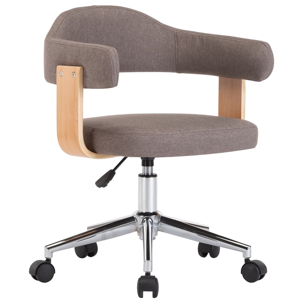 Kantoorstoel draaibaar gebogen hout en stof taupe is nu te koop bij PeponiXL, paradijselijk wonen!