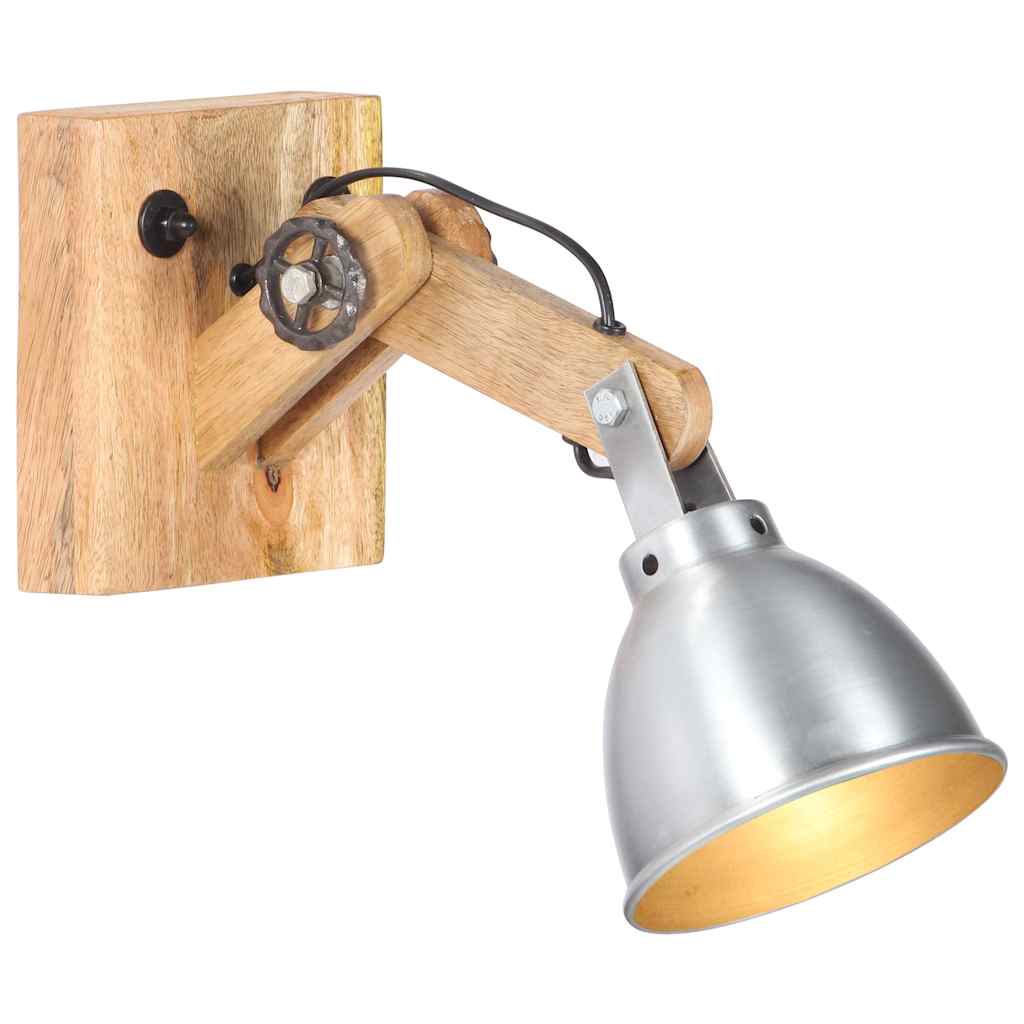 Wandlamp E27 massief mangohout en ijzer zilverkleurig is nu te koop bij PeponiXL, paradijselijk wonen!