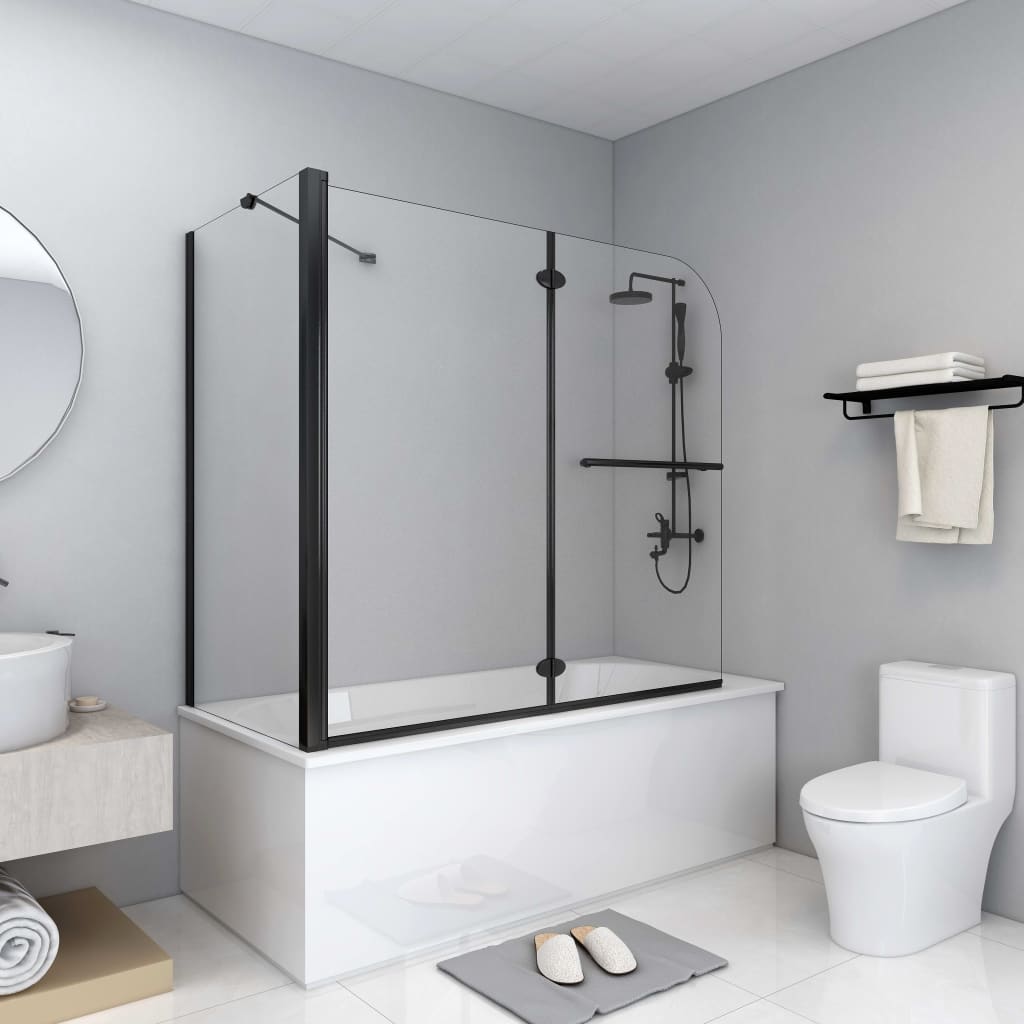 Douche klapwand 120x68x130 cm ESG zwart is nu te koop bij PeponiXL, paradijselijk wonen!