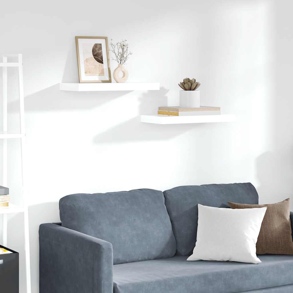 Wandschappen zwevend 2 st 50x23,5x3,8 cm MDF hoogglans wit is nu te koop bij PeponiXL, paradijselijk wonen!