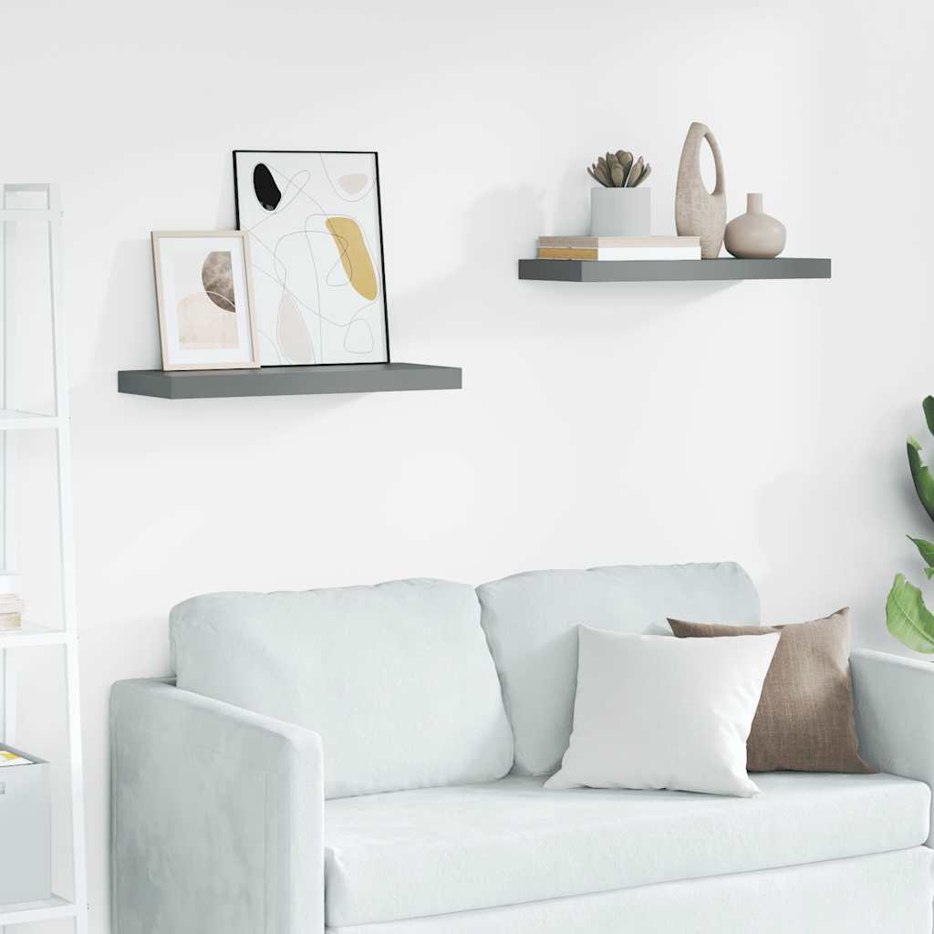 Wandschappen zwevend 2 st 60x23,5x3,8 cm MDF hoogglans grijs is nu te koop bij PeponiXL, paradijselijk wonen!