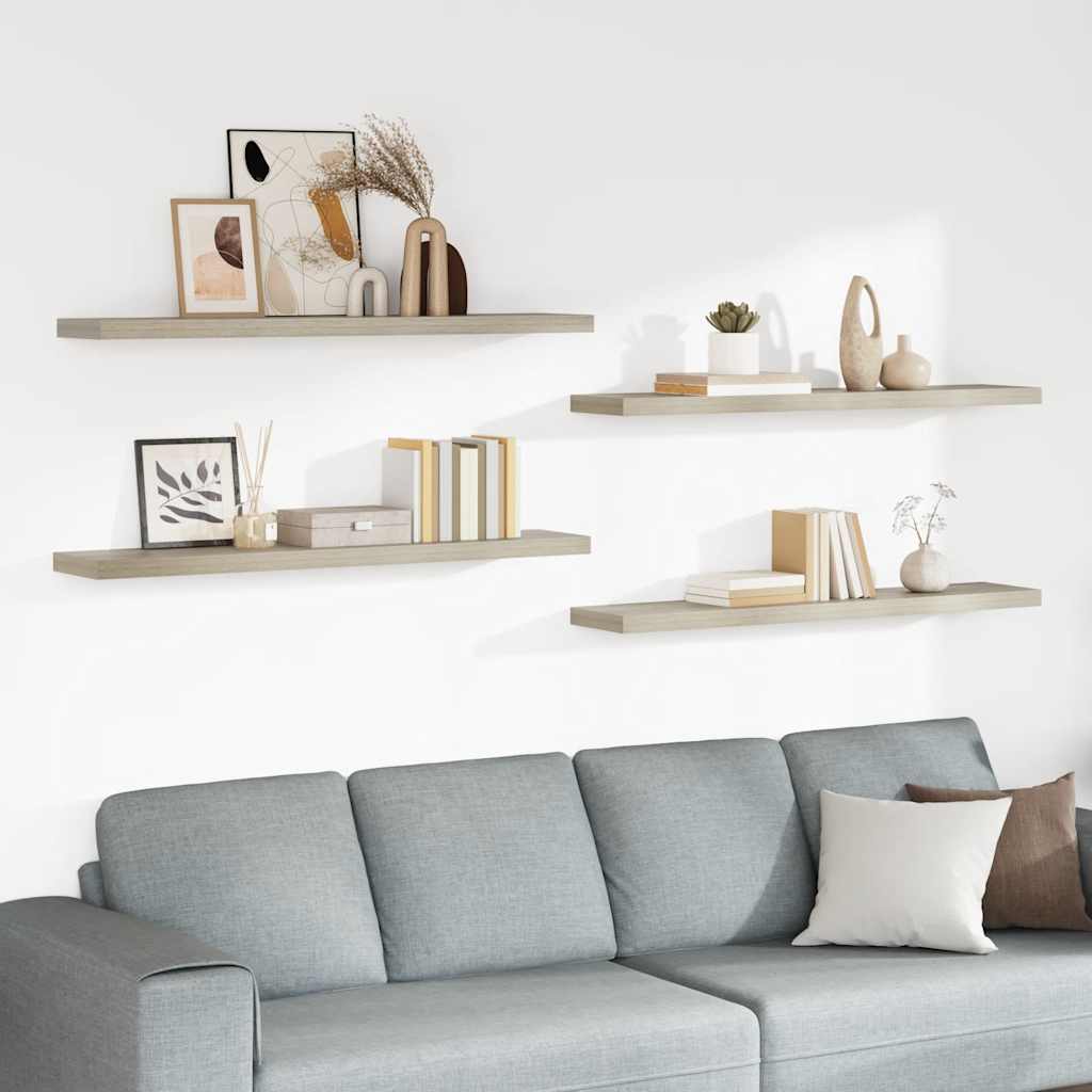 Wandschappen zwevend 4 st 120x23,5x3,8 cm MDF eikenkleurig is nu te koop bij PeponiXL, paradijselijk wonen!