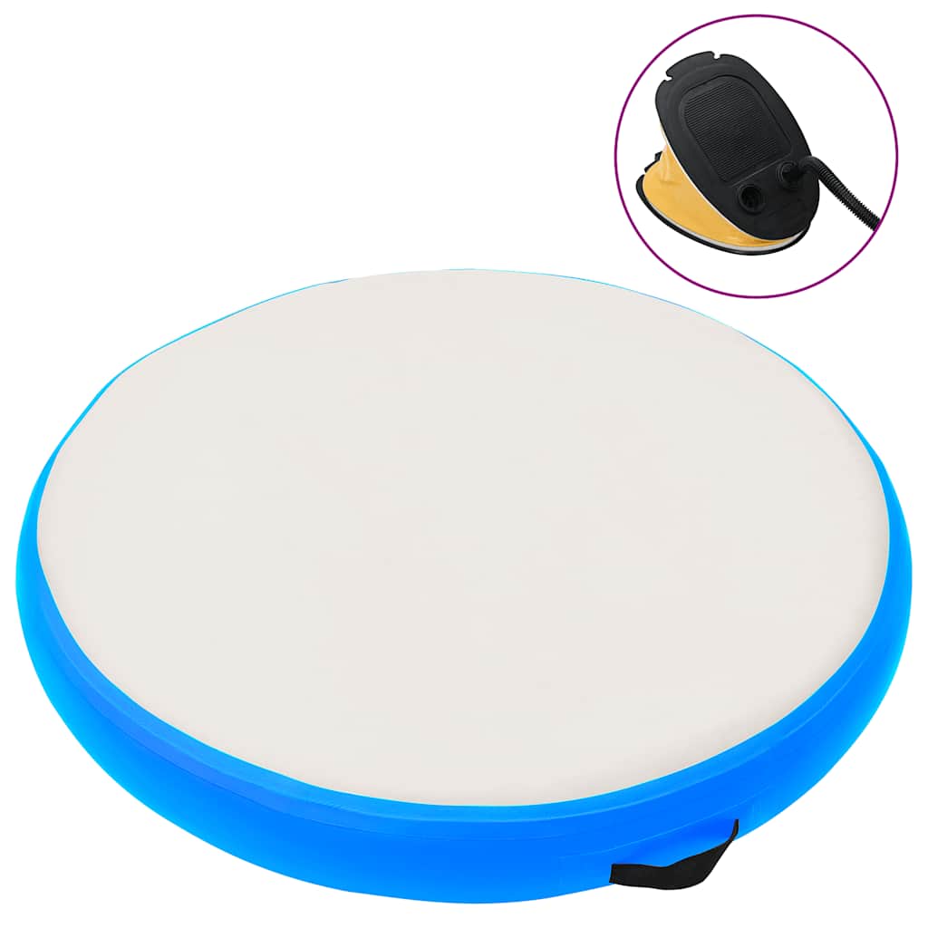 Gymnastiekmat met pomp opblaasbaar 100x100x20 cm PVC blauw is nu te koop bij PeponiXL, paradijselijk wonen!