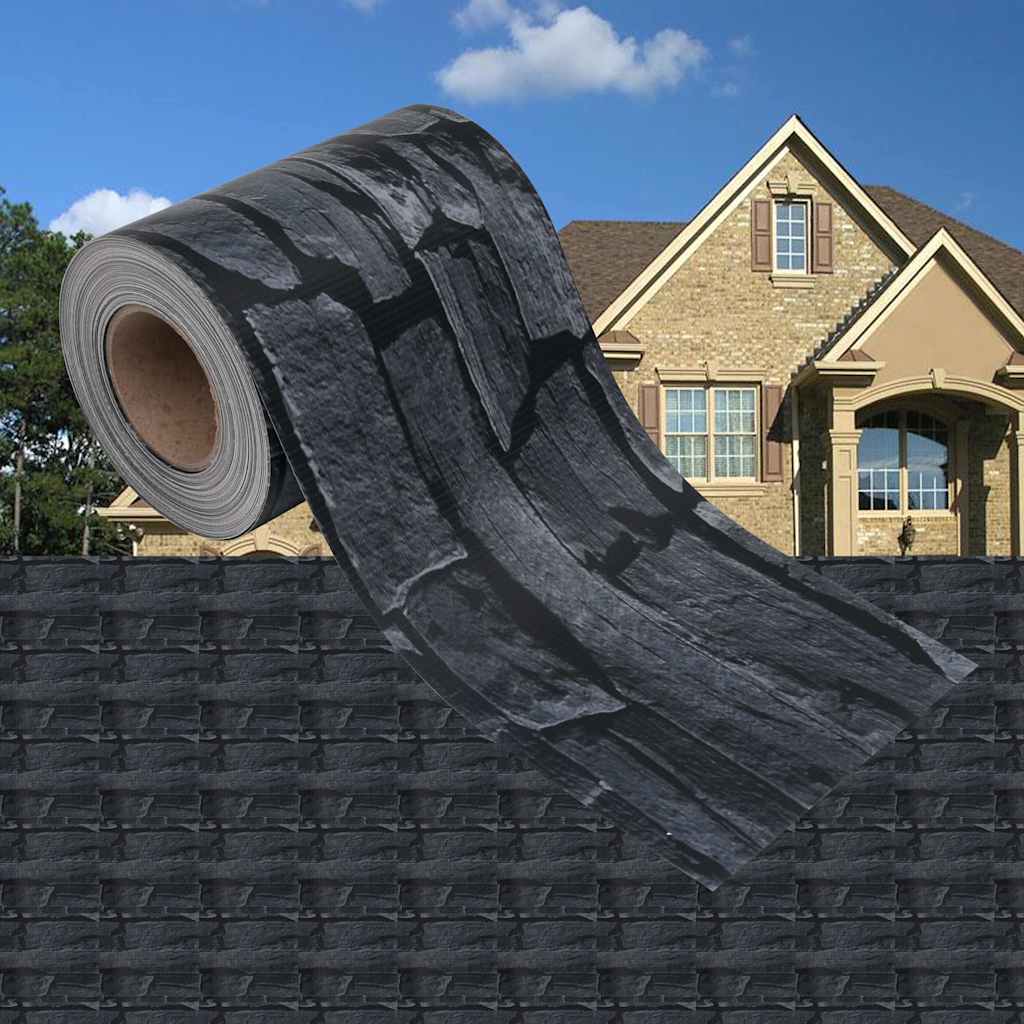 Privacystrip steen-look 35x0,19 m PVC grijs is nu te koop bij PeponiXL, paradijselijk wonen!