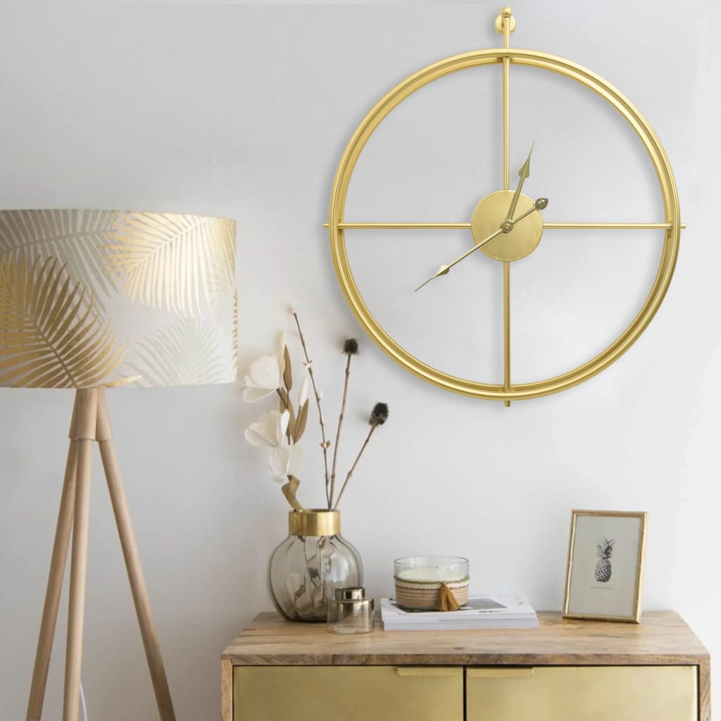 Wandklok 52 cm ijzer goudkleurig is nu te koop bij PeponiXL, paradijselijk wonen!