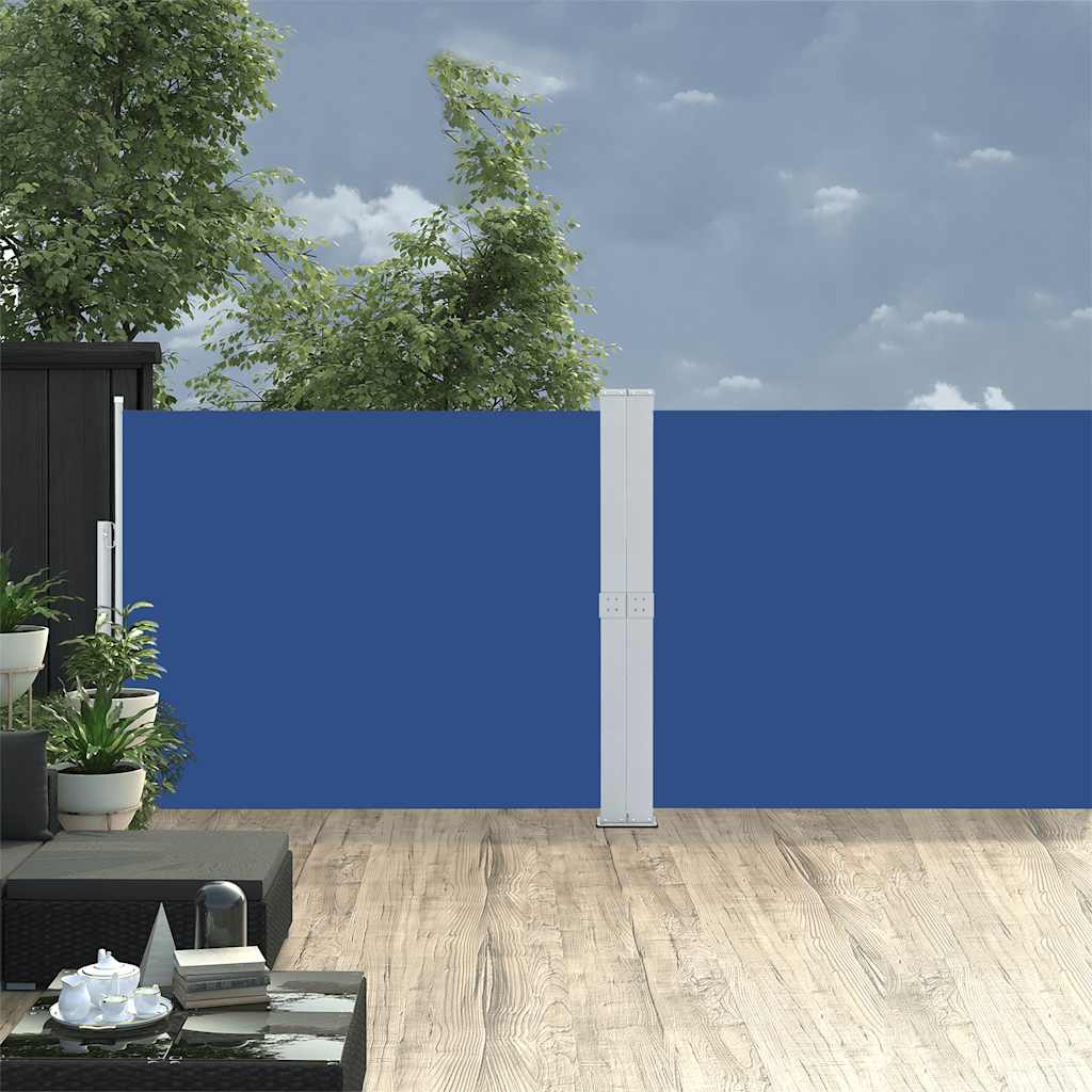 Tuinscherm uittrekbaar 140x1200 cm blauw is nu te koop bij PeponiXL, paradijselijk wonen!