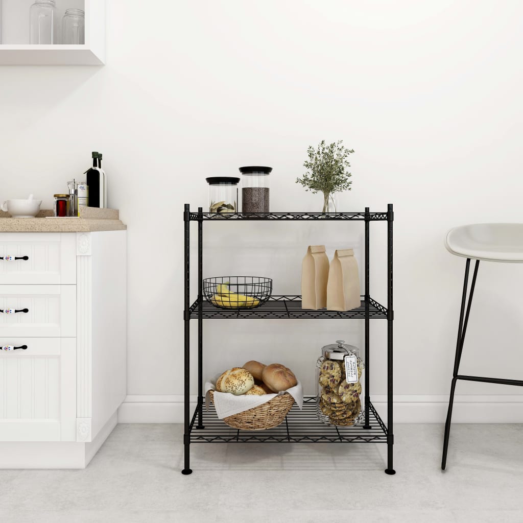 Opbergrek 3-laags 150 kg 60x35x76 cm zwart is nu te koop bij PeponiXL, paradijselijk wonen!