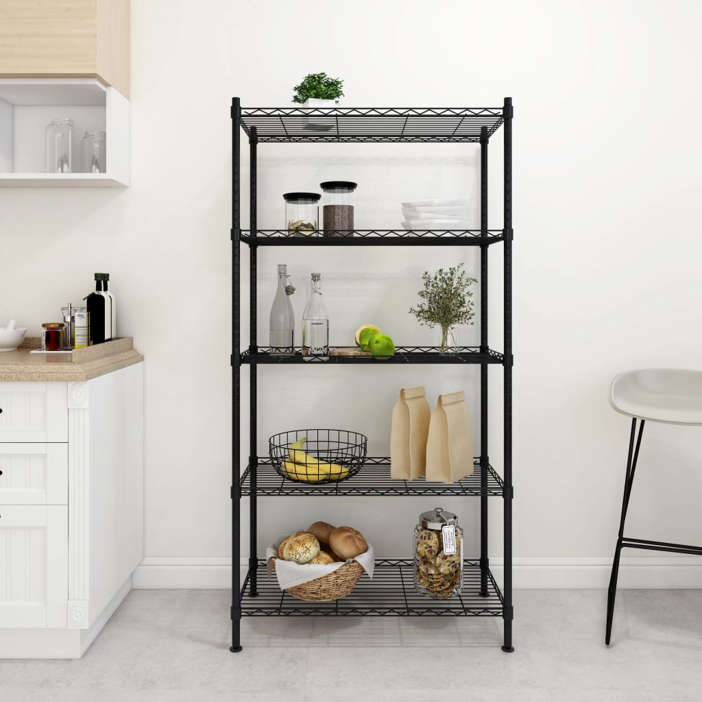 Opbergrek 5-laags 250 kg 90x35x180 cm zwart is nu te koop bij PeponiXL, paradijselijk wonen!