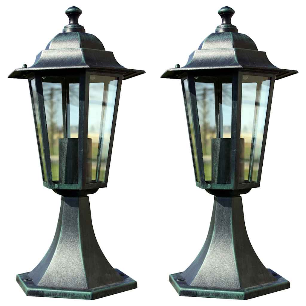 Tuinlampen 2 st aluminium donkergroen/zwart is nu te koop bij PeponiXL, paradijselijk wonen!