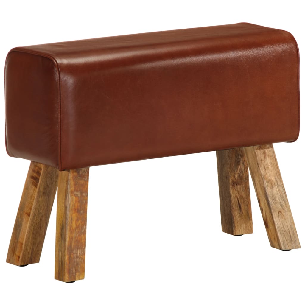 Bankje turnbok 58 cm echt leer en massief mangohout bruin is nu te koop bij PeponiXL, paradijselijk wonen!