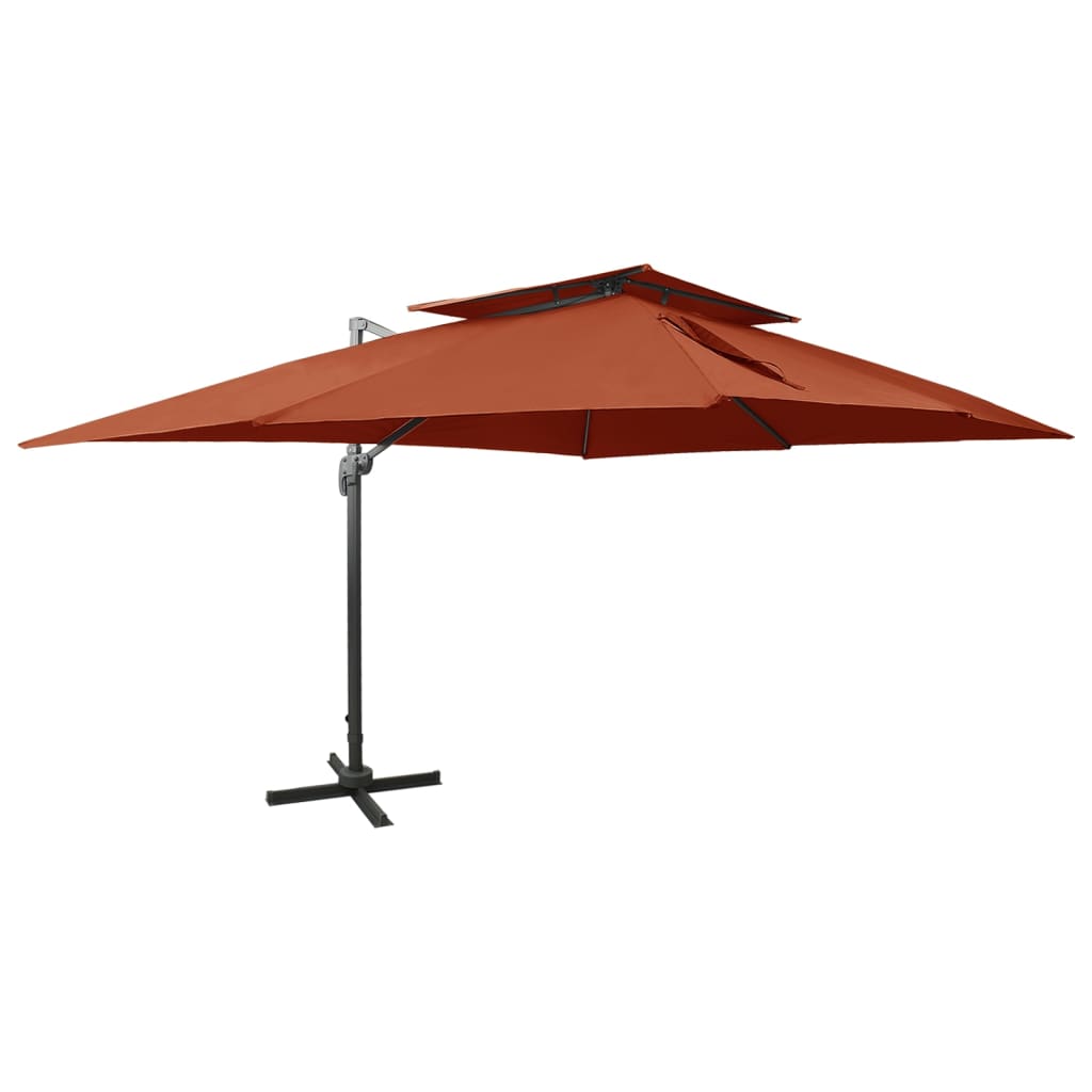 Zwevende parasol met dubbele bovenkant terracotta 400x300 cm is nu te koop bij PeponiXL, paradijselijk wonen!