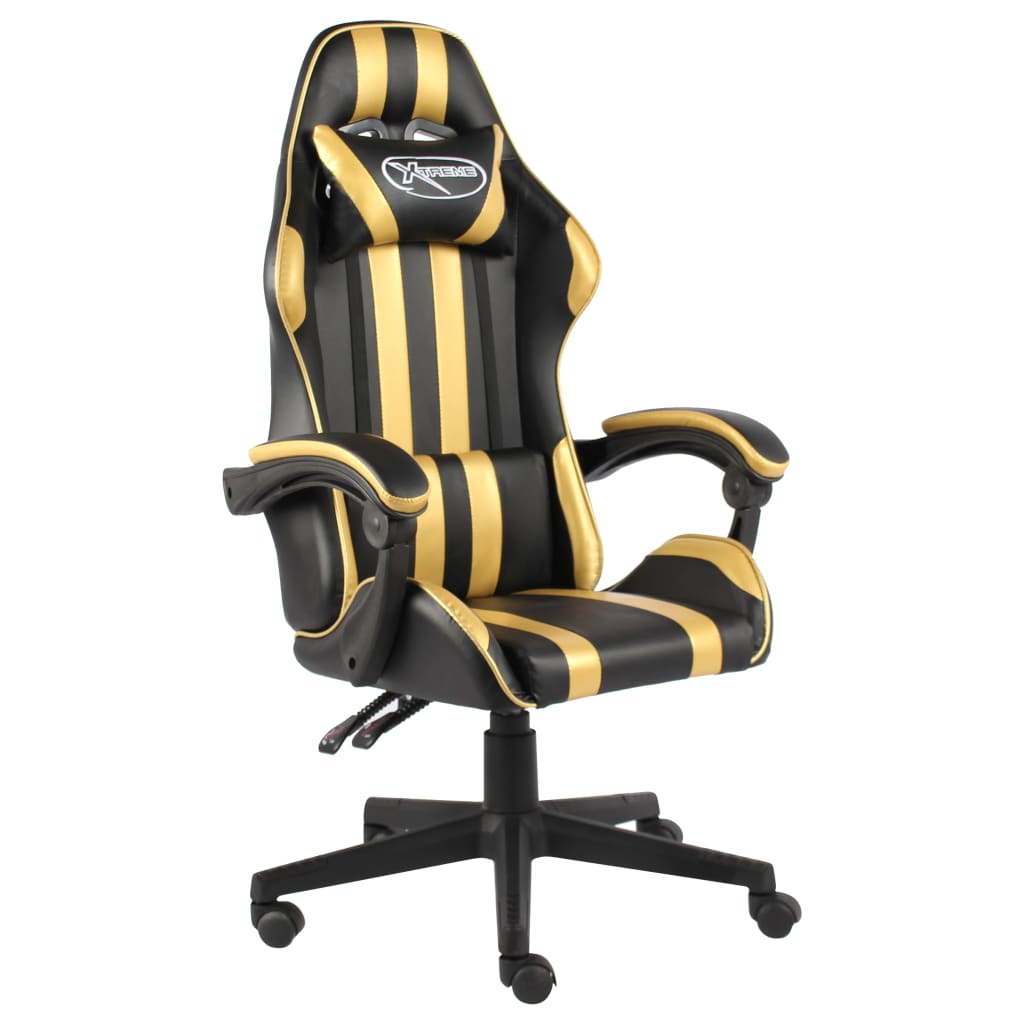 Racestoel kunstleer zwart en goudkleurig is nu te koop bij PeponiXL, paradijselijk wonen!