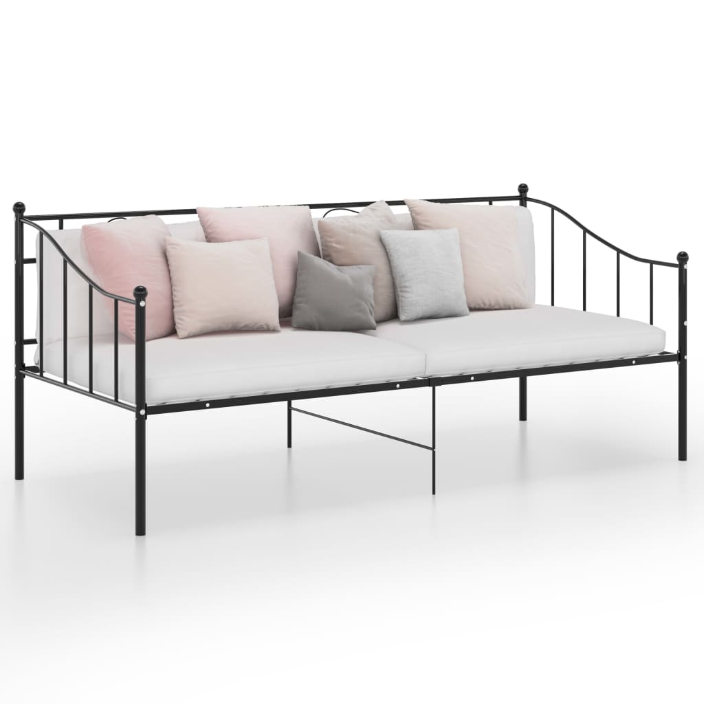 Slaapbank metaal zwart 90x200 cm is nu te koop bij PeponiXL, paradijselijk wonen!