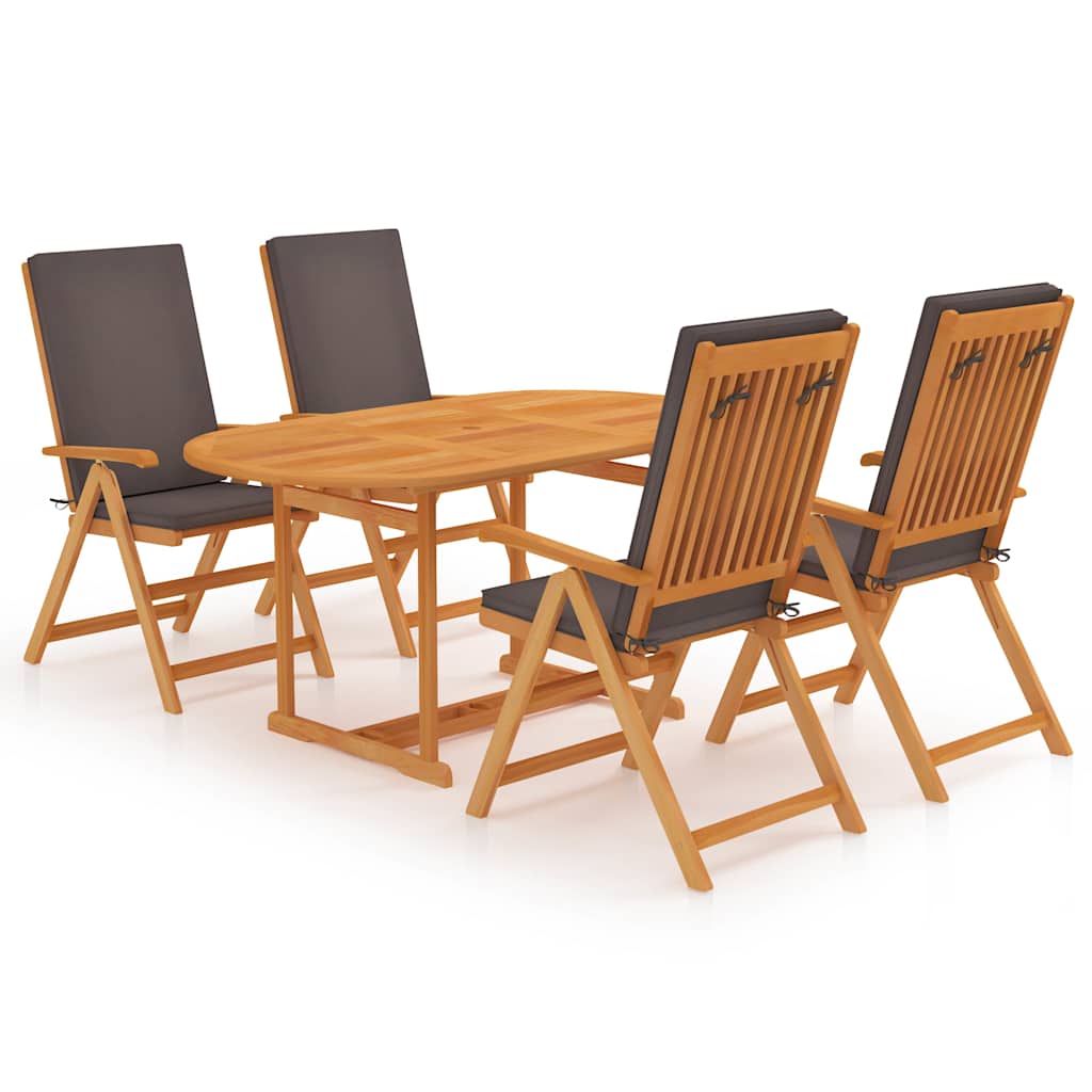 5-delige Tuinset met grijze kussens massief teakhout is nu te koop bij PeponiXL, paradijselijk wonen!