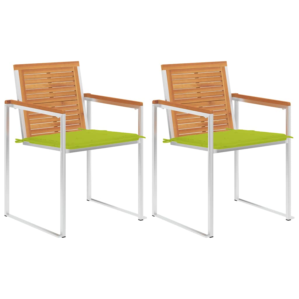 Tuinstoelen 2 st met kussens massief acaciahout en staal is nu te koop bij PeponiXL, paradijselijk wonen!