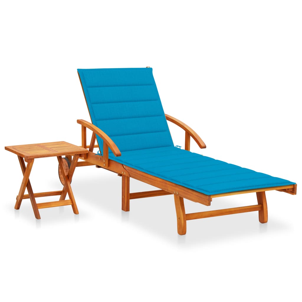 Ligbed met tafeltje en kussen massief acaciahout is nu te koop bij PeponiXL, paradijselijk wonen!