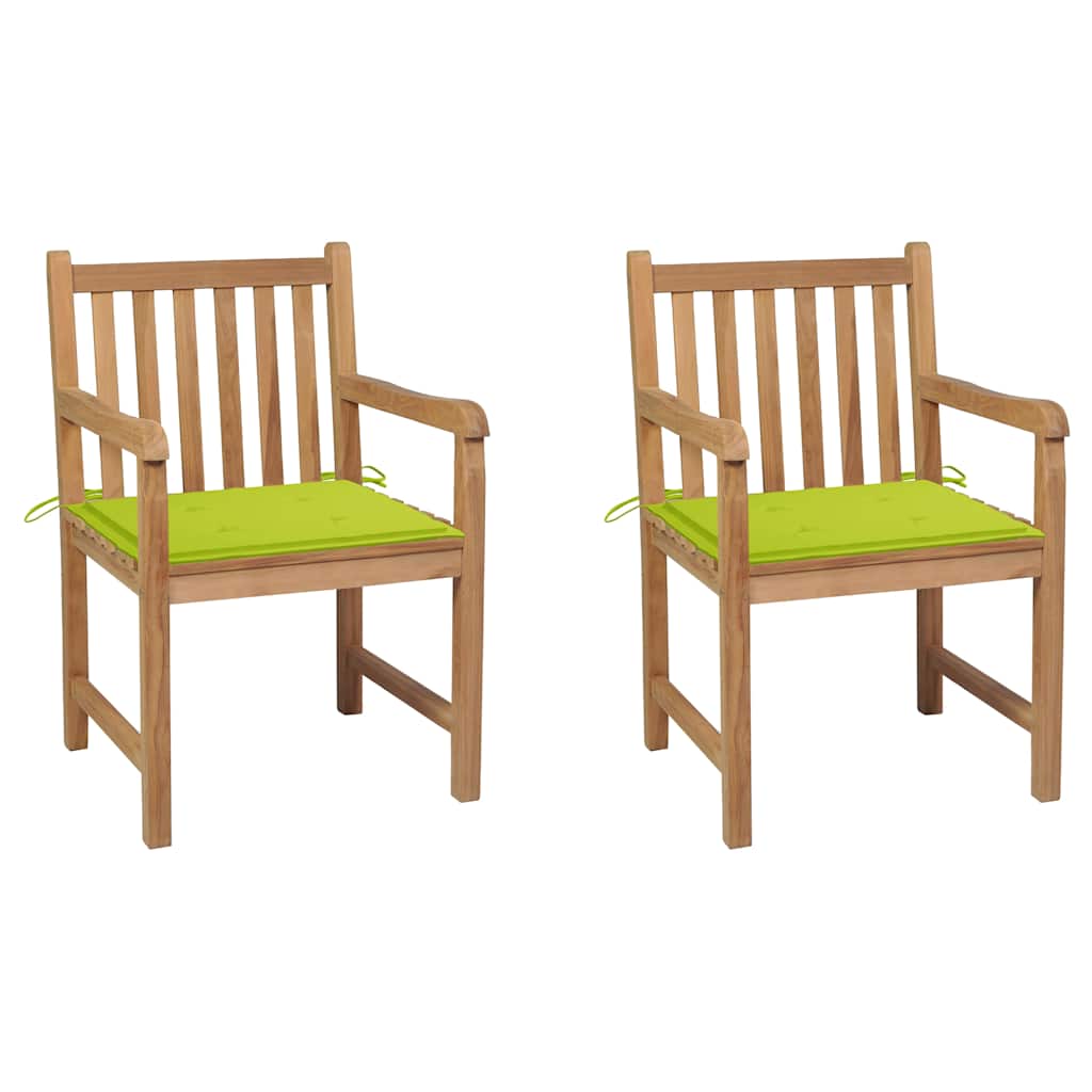 Tuinstoelen 2 st met heldergroene kussens massief teakhout is nu te koop bij PeponiXL, paradijselijk wonen!