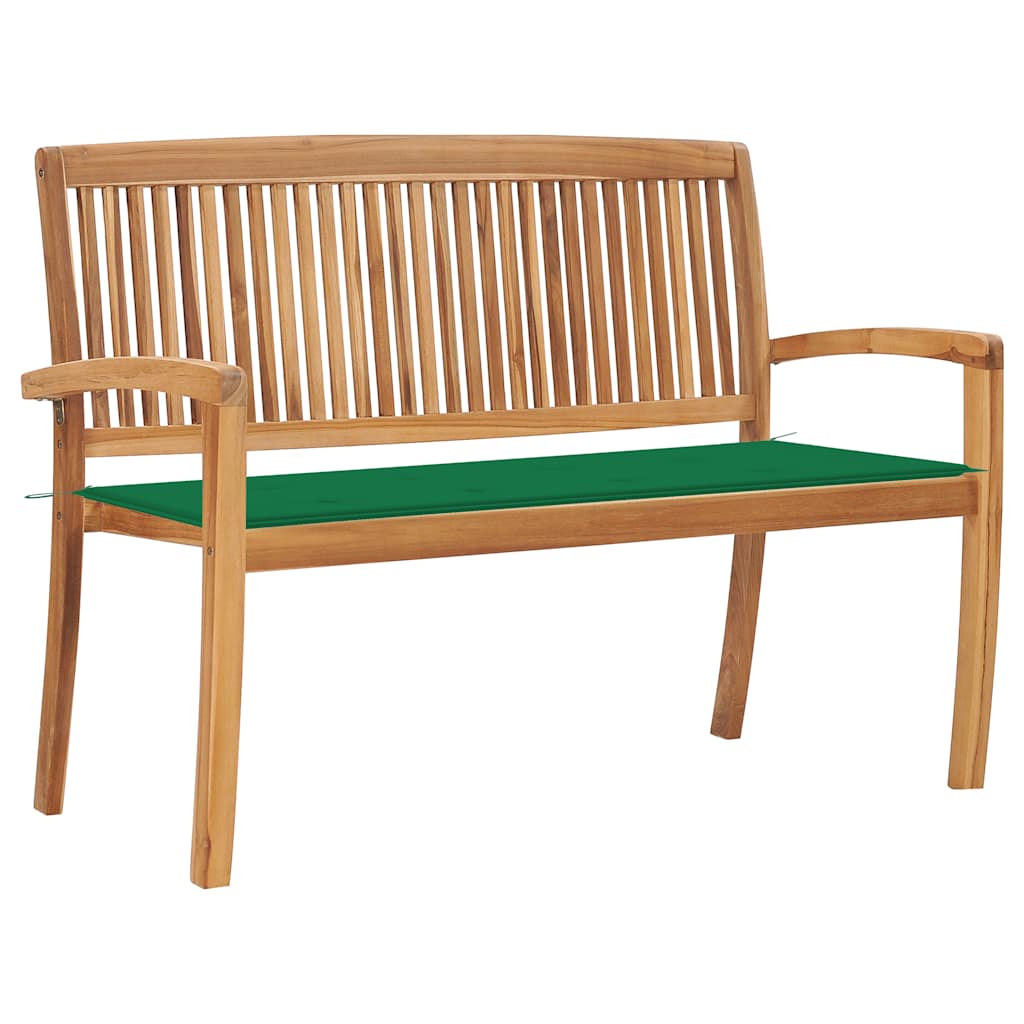 Tuinbank stapelbaar met kussen 128,5 cm massief teakhout is nu te koop bij PeponiXL, paradijselijk wonen!