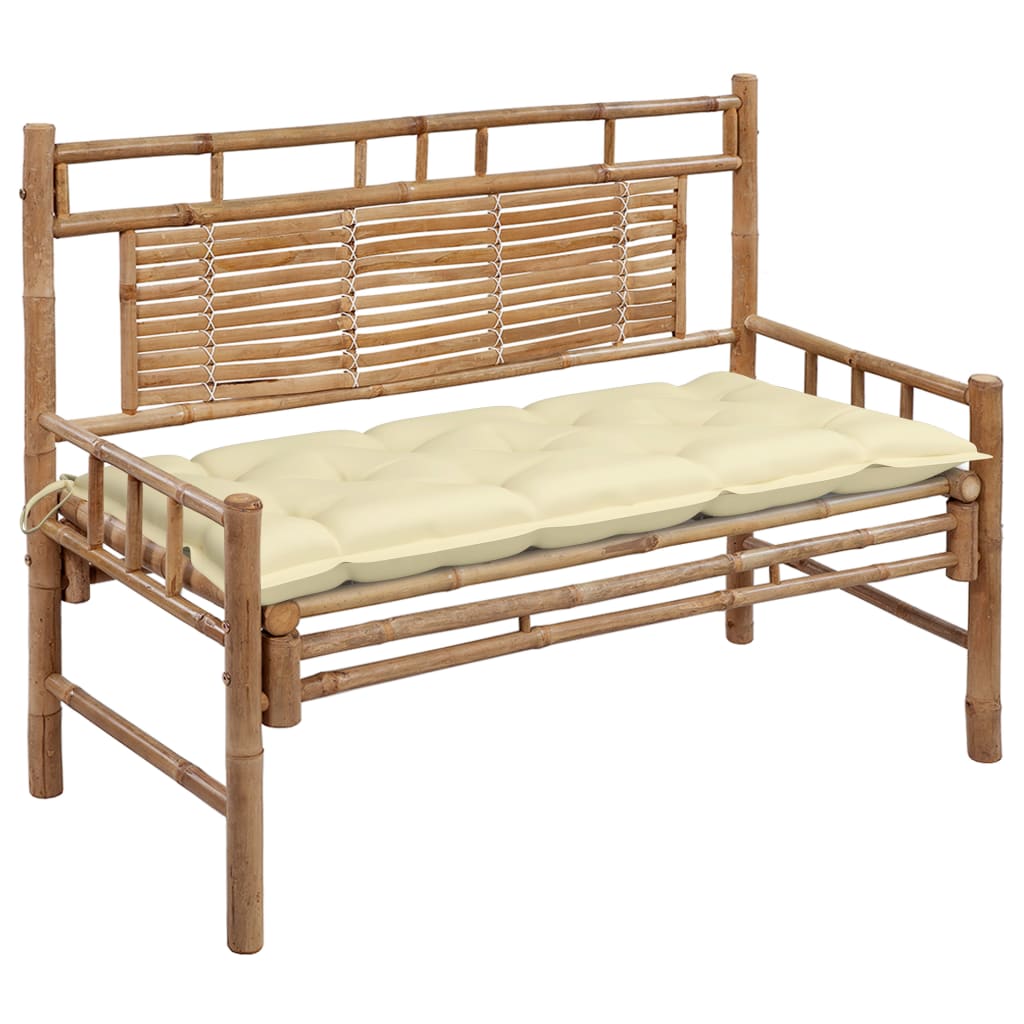 Tuinbank met kussen 120 cm bamboe is nu te koop bij PeponiXL, paradijselijk wonen!