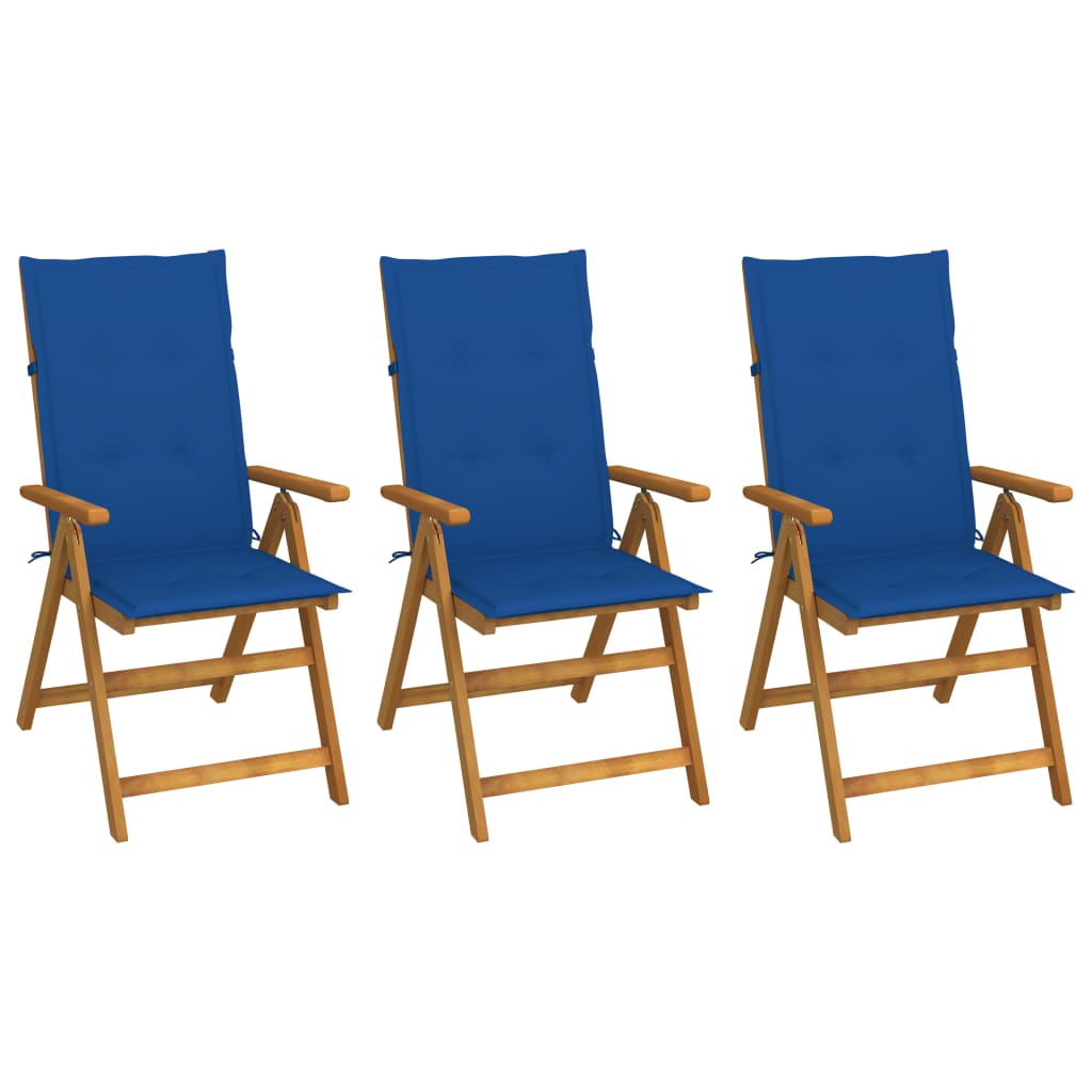 Tuinstoelen 3 st inklapbaar met kussens massief acaciahout is nu te koop bij PeponiXL, paradijselijk wonen!