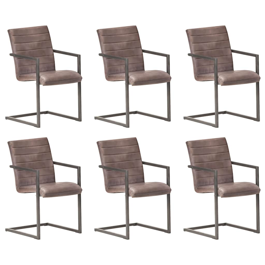 Eetkamerstoelen 6 st echt leer bruin is nu te koop bij PeponiXL, paradijselijk wonen!