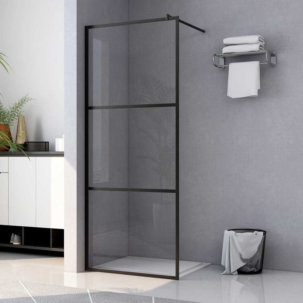 Inloopdouchewand transparant 100x195 cm ESG-glas zwart is nu te koop bij PeponiXL, paradijselijk wonen!