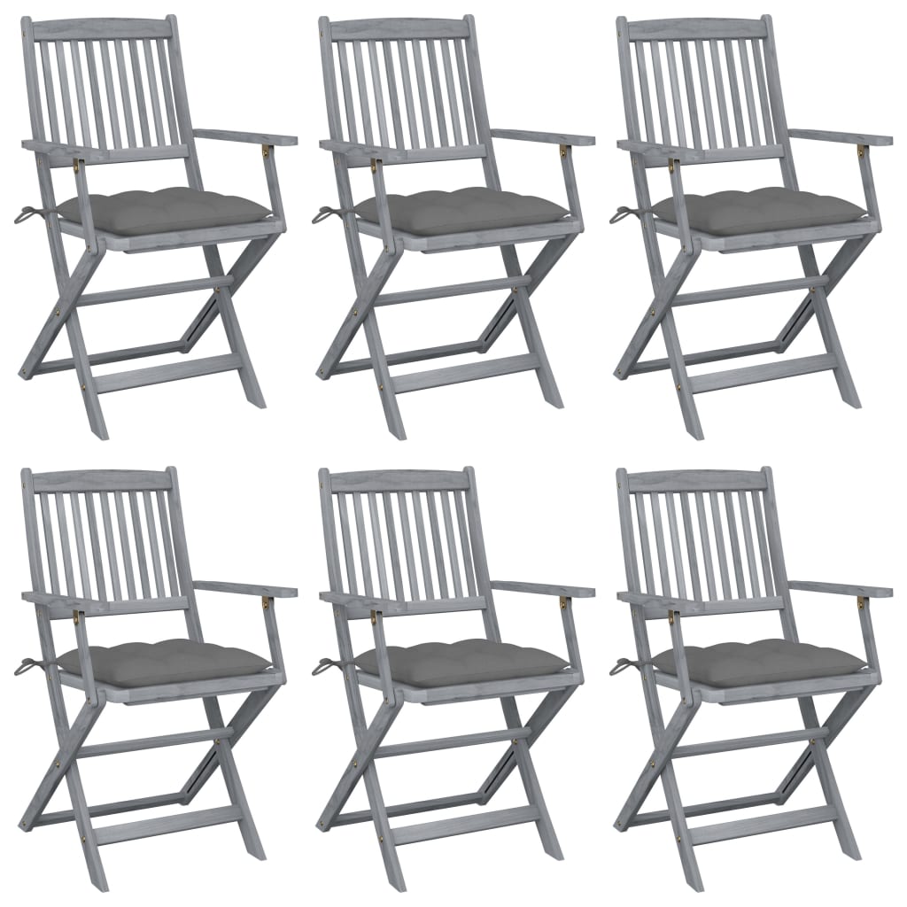 Tuinstoelen 6 st inklapbaar met kussens massief acaciahout is nu te koop bij PeponiXL, paradijselijk wonen!