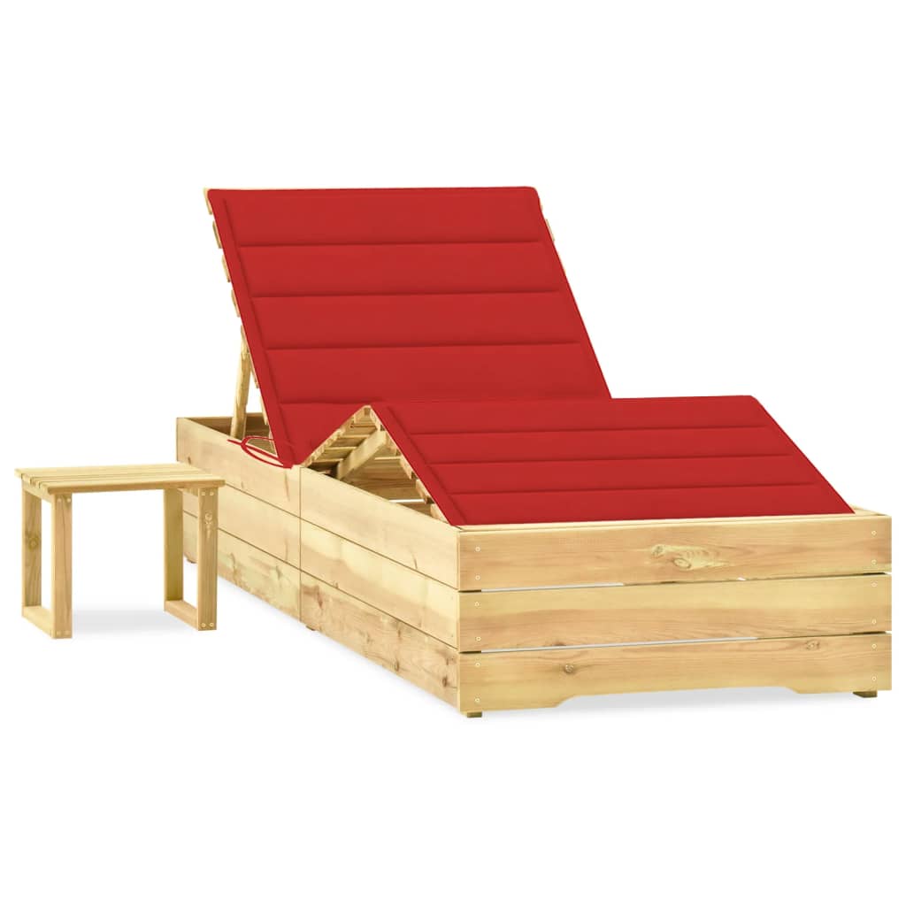 Ligbed met tafeltje en kussen geïmpregneerd grenenhout is nu te koop bij PeponiXL, paradijselijk wonen!