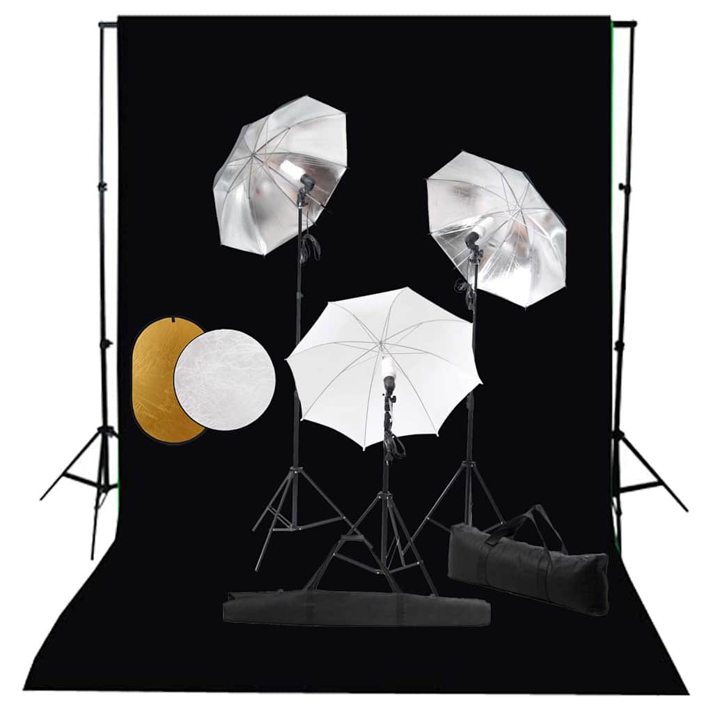 Fotostudioset met lampen, paraplu's, achtergrond en reflector is nu te koop bij PeponiXL, paradijselijk wonen!