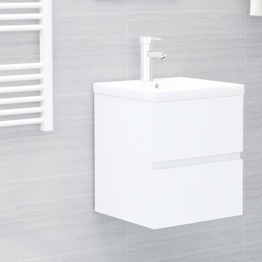Wastafelkast met ingebouwde wastafel spaanplaat wit is nu te koop bij PeponiXL, paradijselijk wonen!