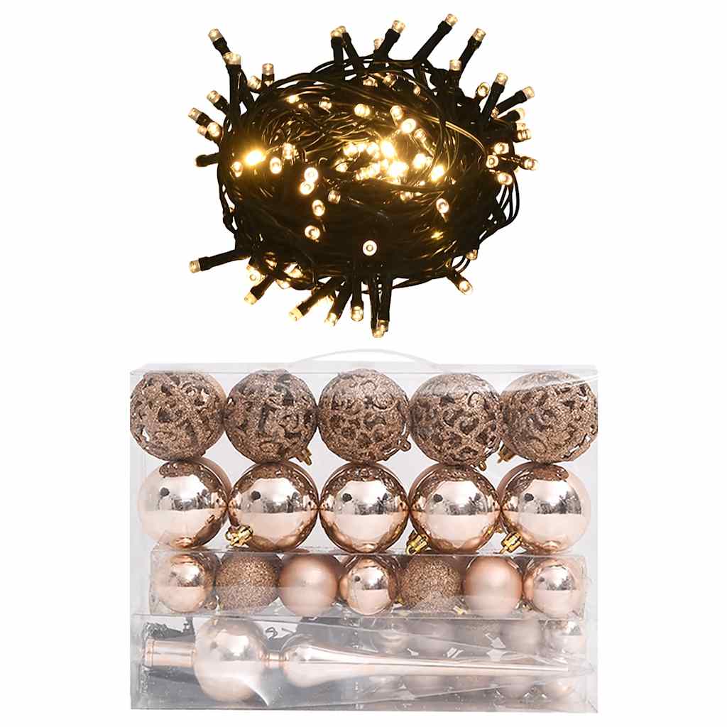 60-delige Kerstballenset met piek en 150 LED's roségoud is nu te koop bij PeponiXL, paradijselijk wonen!